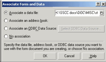 Associate form and data window
